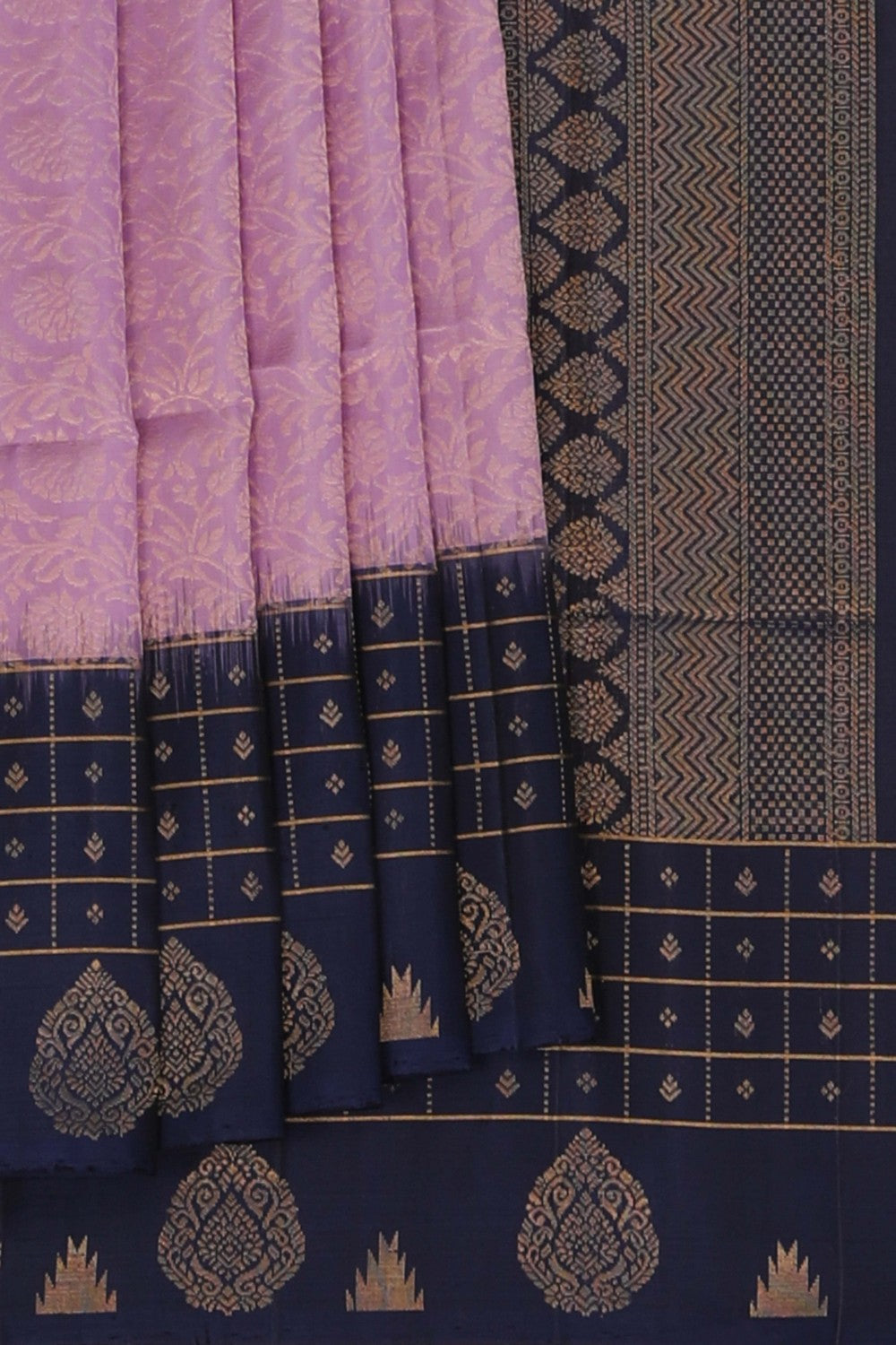 Image of South Silk Brocade Purple Saree